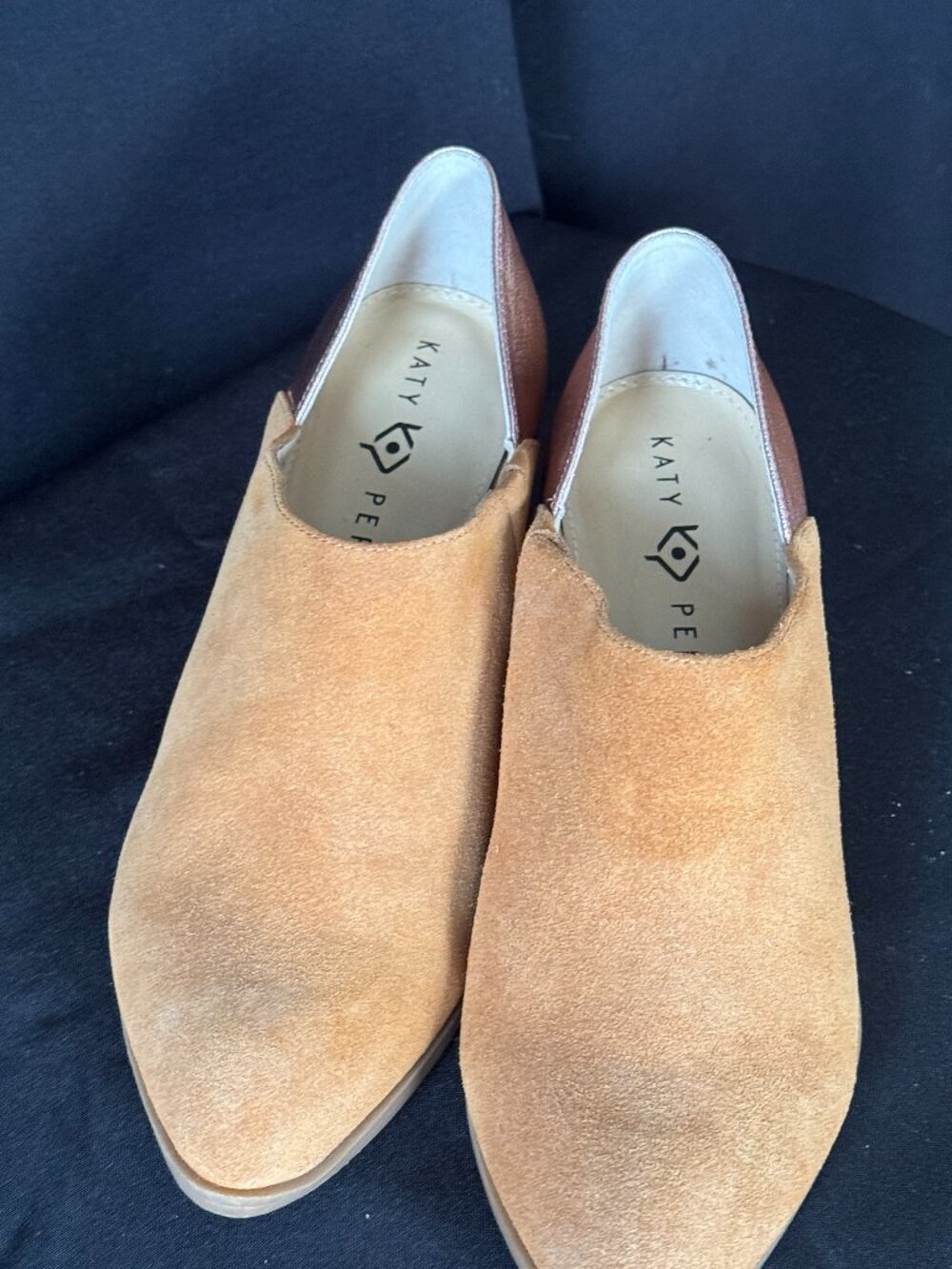 Katy Perry The Hope Suede Metallic Leather Booties Mule Tan Bronze Size 9M/39